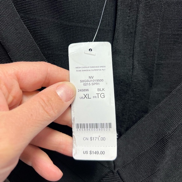 Bebe Bandage Dress v-neck Empire Waist Sleeveless Solid Black Womens Size XL - Picture 8 of 11